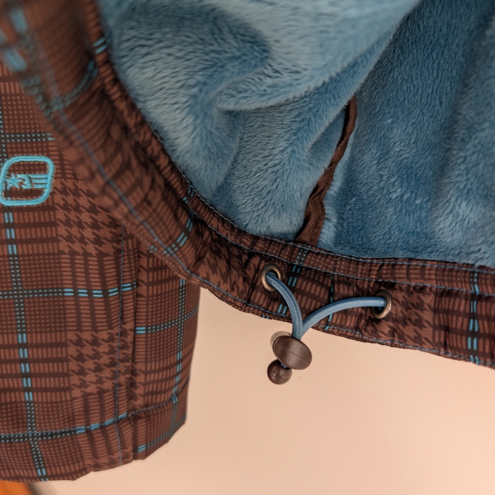 Free Country Brown Plaid Jacket with Aqua Fleece Lining Medium - Picture 5 of 14